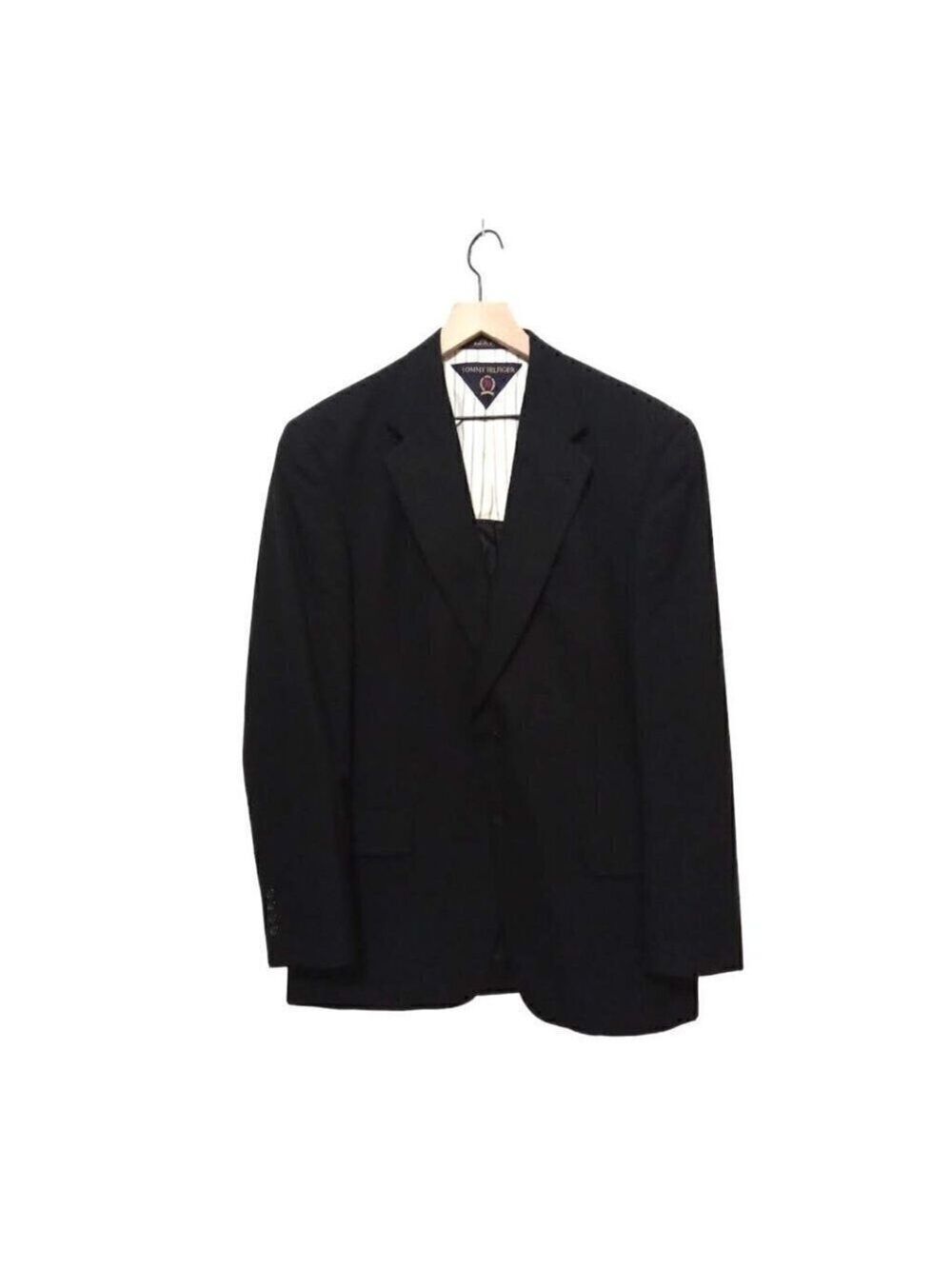 TOMMY Hilfiger Black Window Pane Wool Single Breasted 2 Piece Suit Sz 41L